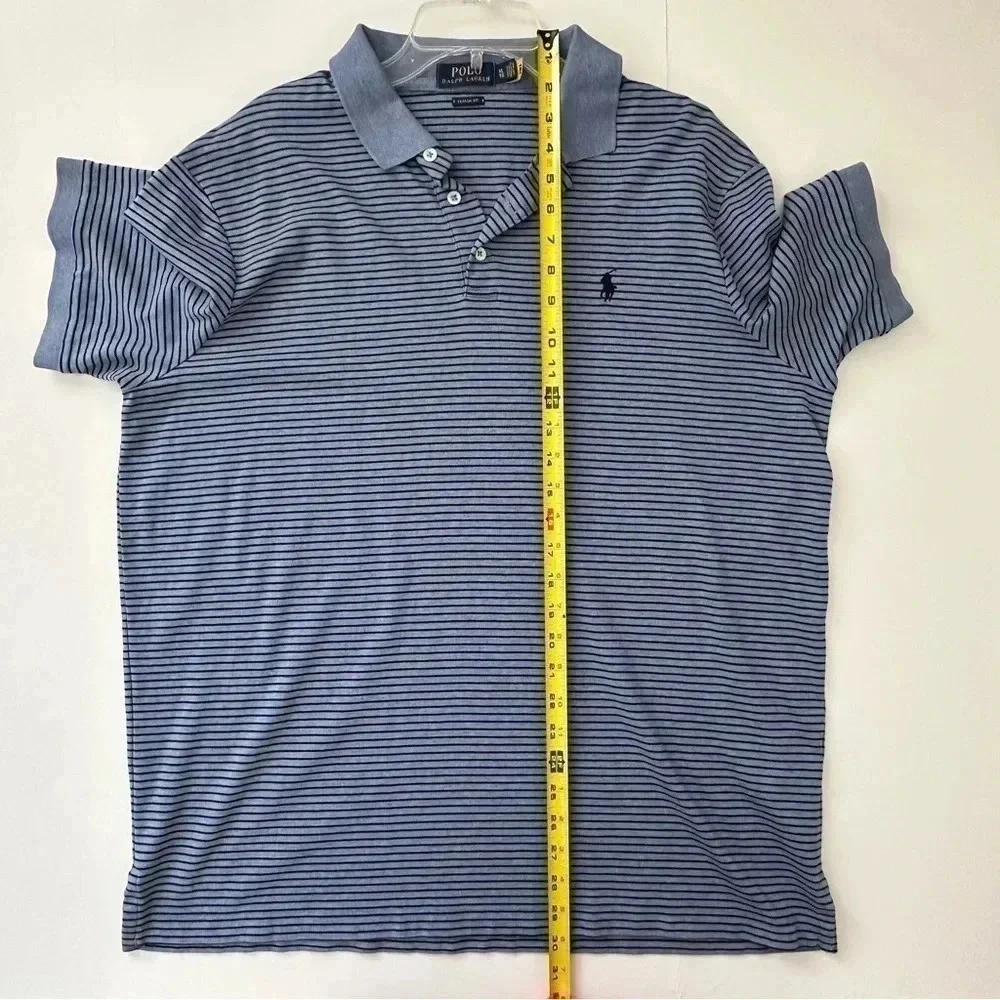 Polo Ralph Lauren Classic Fit Soft Cotton Striped‎ Polo Shirt, Blue/Navy, XL